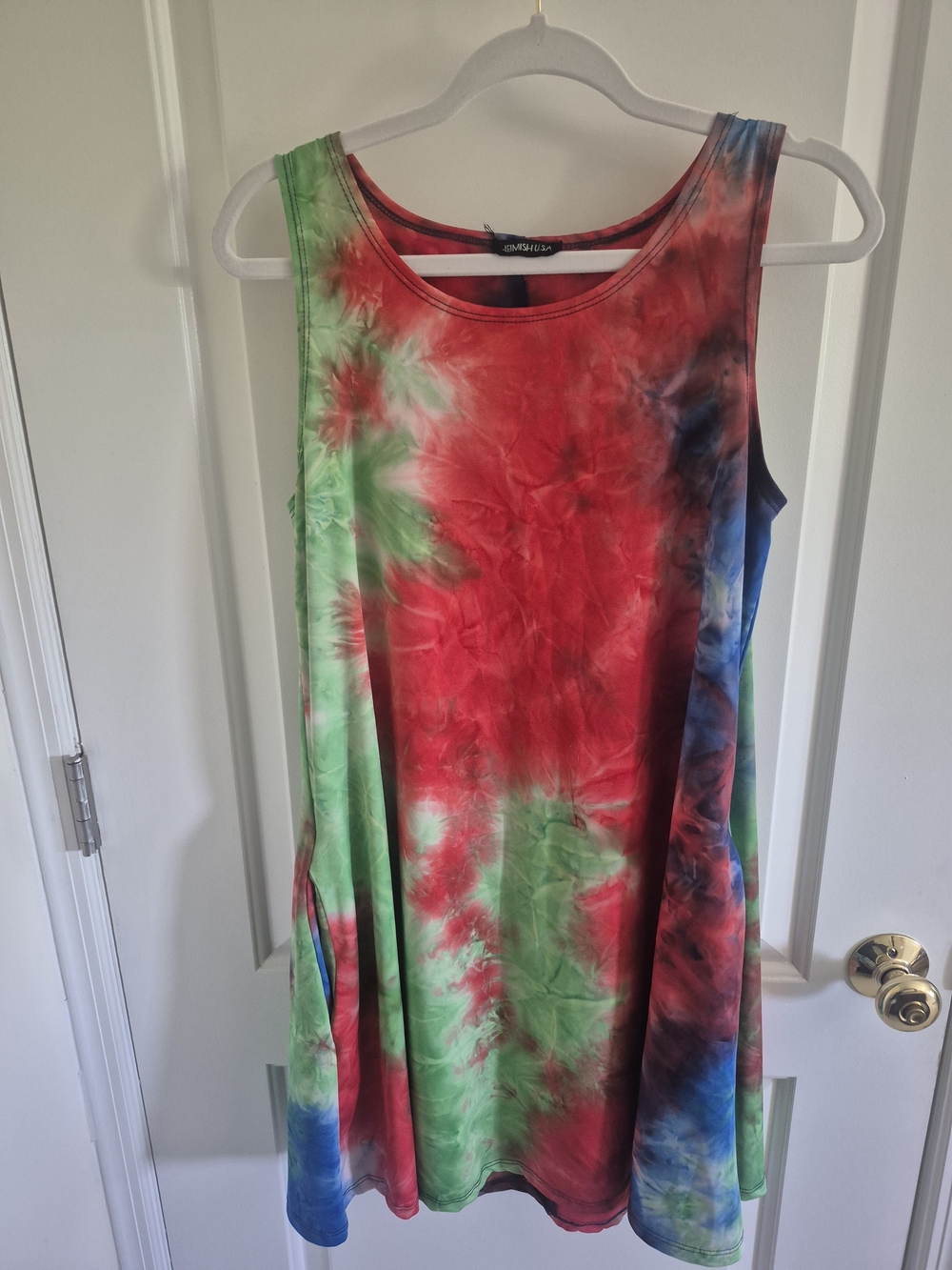 HEIMISH USA Tie-Dye Midi Tank Dress - Red, Green & Blue